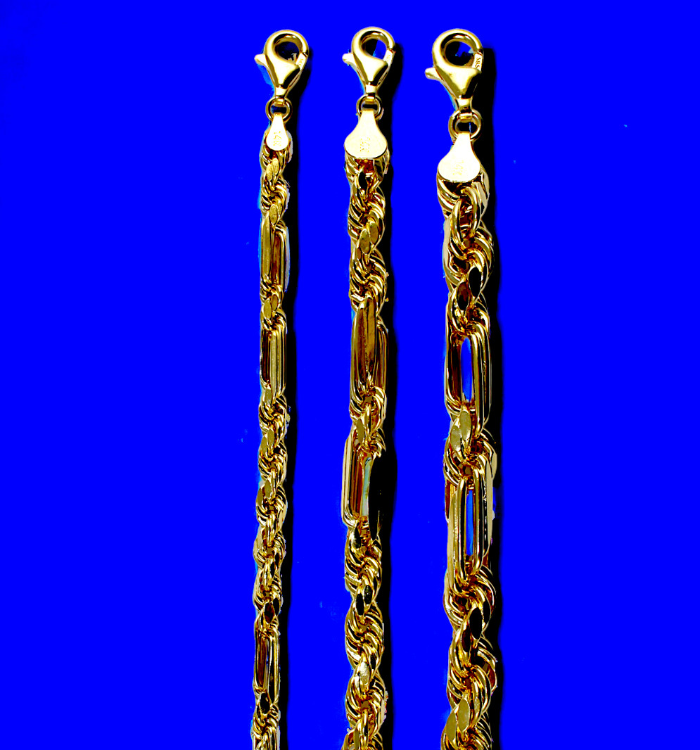14K Yellow Gold Milano Figaro Rope Chain Necklace Bracelet Real 5mm-10mm 7″-30″