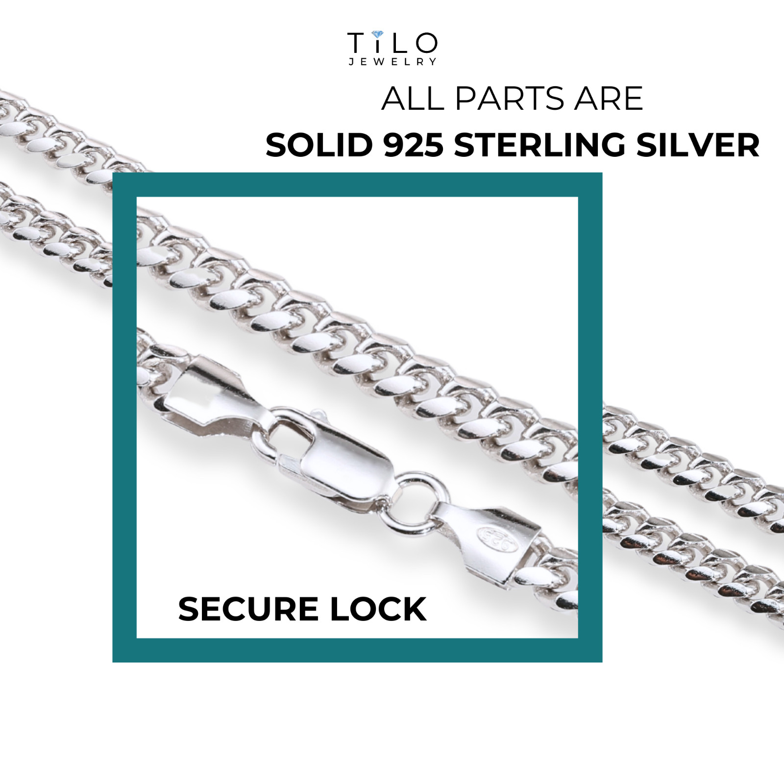 Solid 925 Sterling Silver 5mm Cuban Chain Italian Necklace 20″ 22″ 24″ 26″