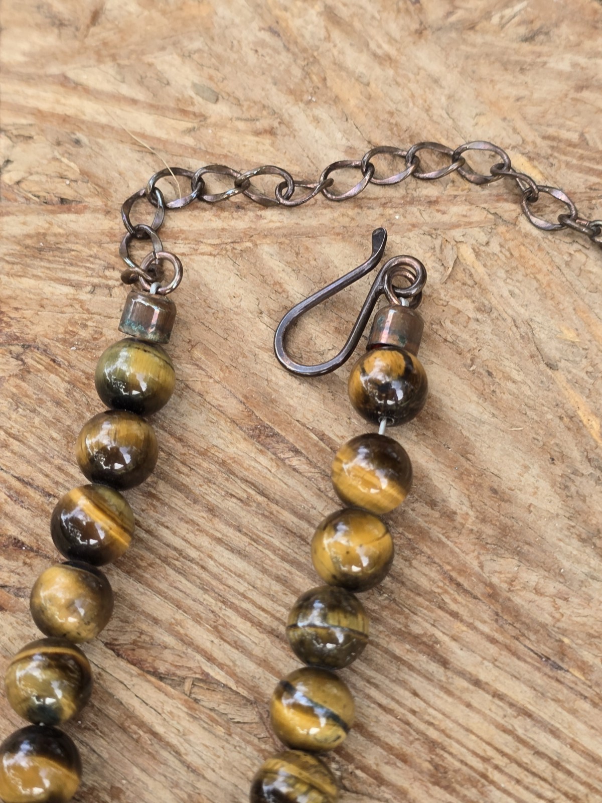 Jay King DTR Tiger Eye Gemstone Necklace Graduated….copper Clasp