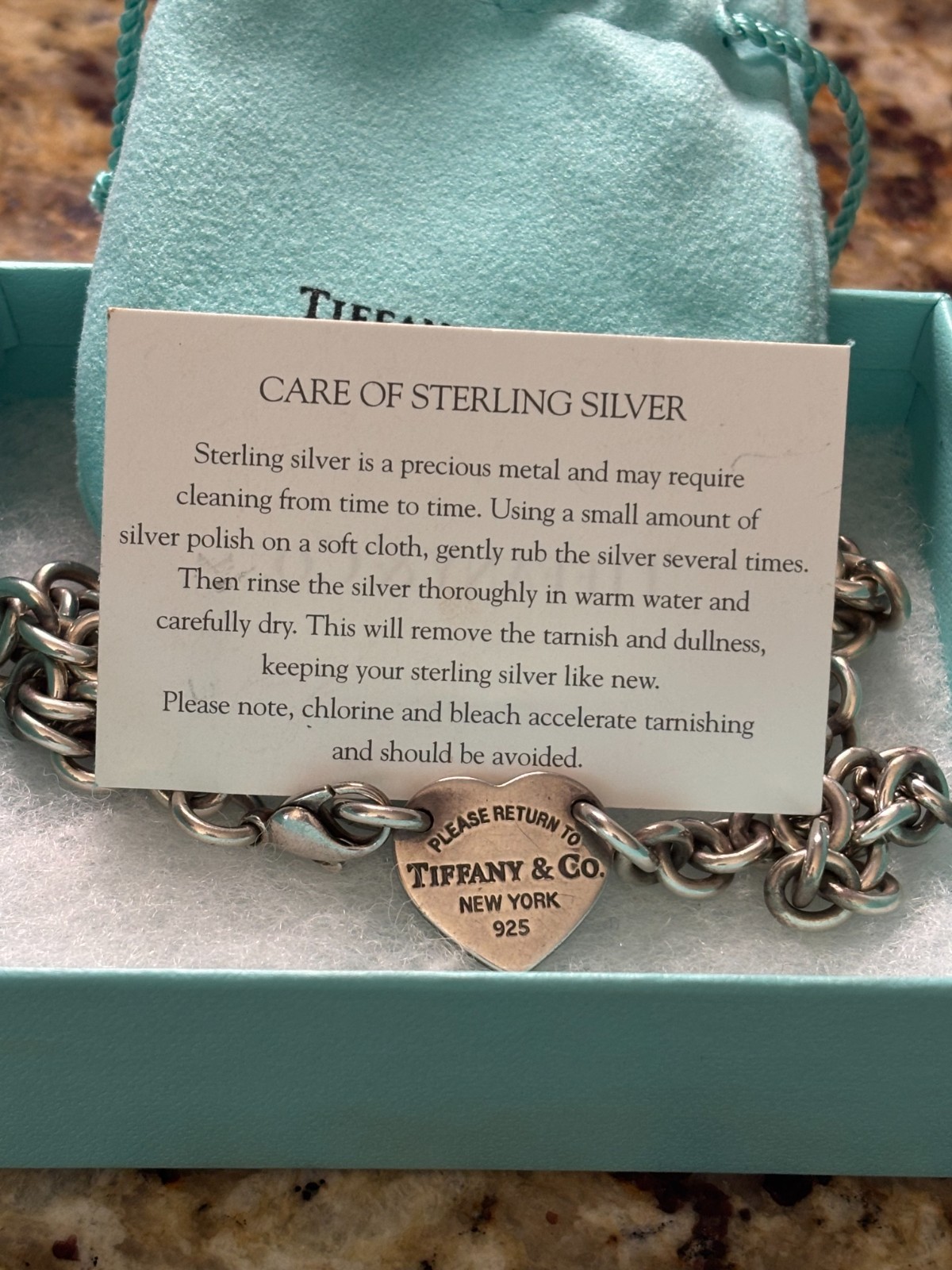 Tiffany & Co. Return to Tiffany Heart Tag Charm Necklace 925 Sterling 15 inch