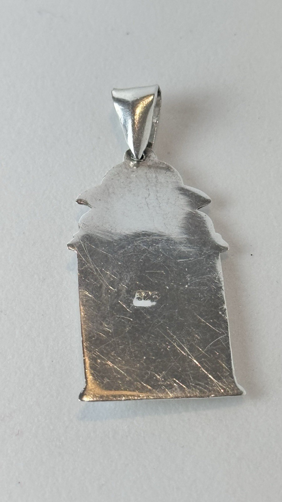 Sterling Silver 925 Santa Barbara 1 5/8in Pendant-Charm w/ Ruby / 3.5 Grams