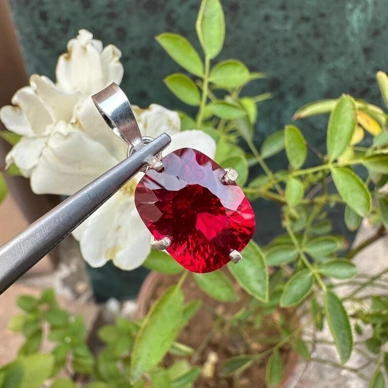 19.90 CT Natural Red Ruby Loose Gemstone 925 Solid Silver Certified Pendant