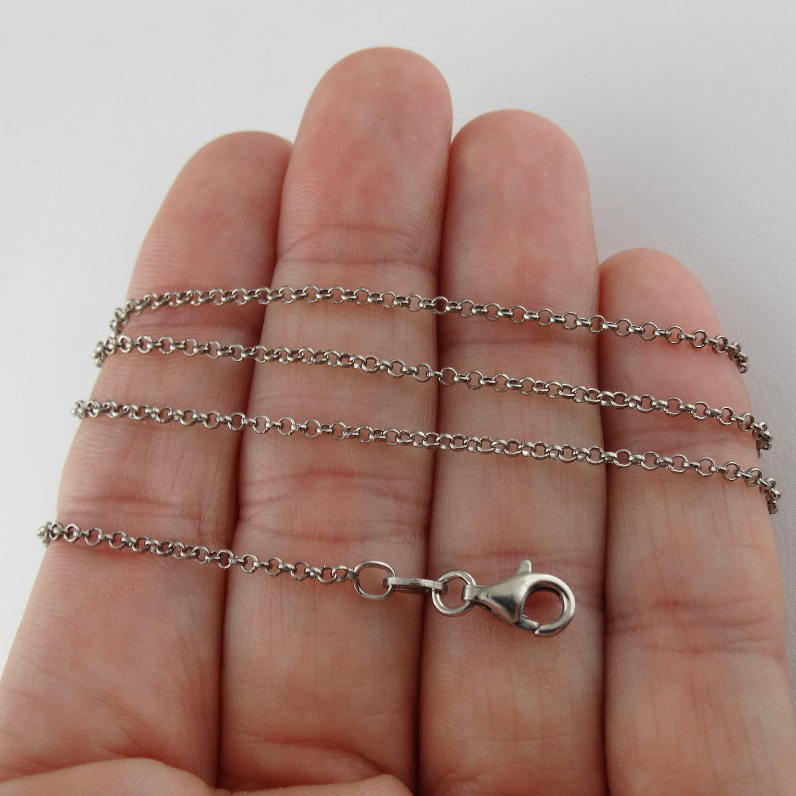 1.2mm Oxidized Rolo Chain Necklace – 925 Sterling Silver – Rollo Antiqued