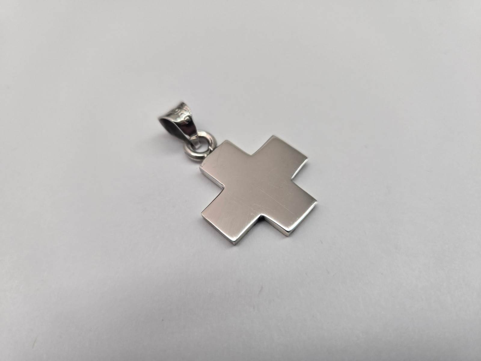 925 Sterling Silver Flat Plain Wide Greek Cross Pendant 7/8 Inch (22mm) Tall