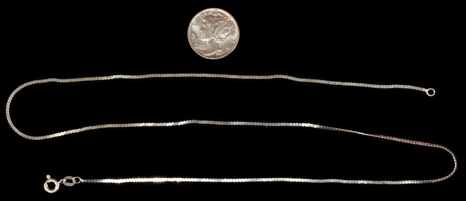 18″ Serpentine Link .925 Sterling Silver Chain 1mm Wide 1.5 Grams