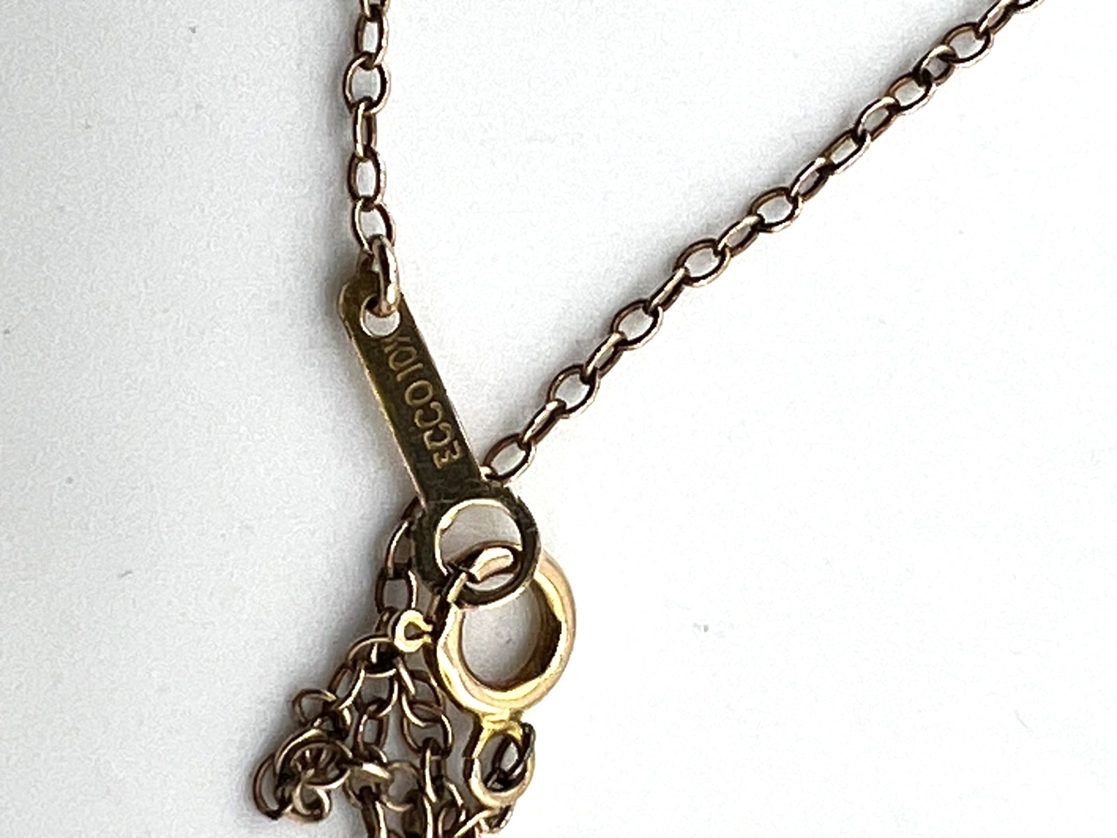 Vintage 10K yellow gold Lariat necklace seed pearls Peridot by ECCO