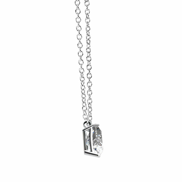 2.0 Ct Moissanite Heart Shape Solitaire Pendant Necklace 18″ in 14k White Gold