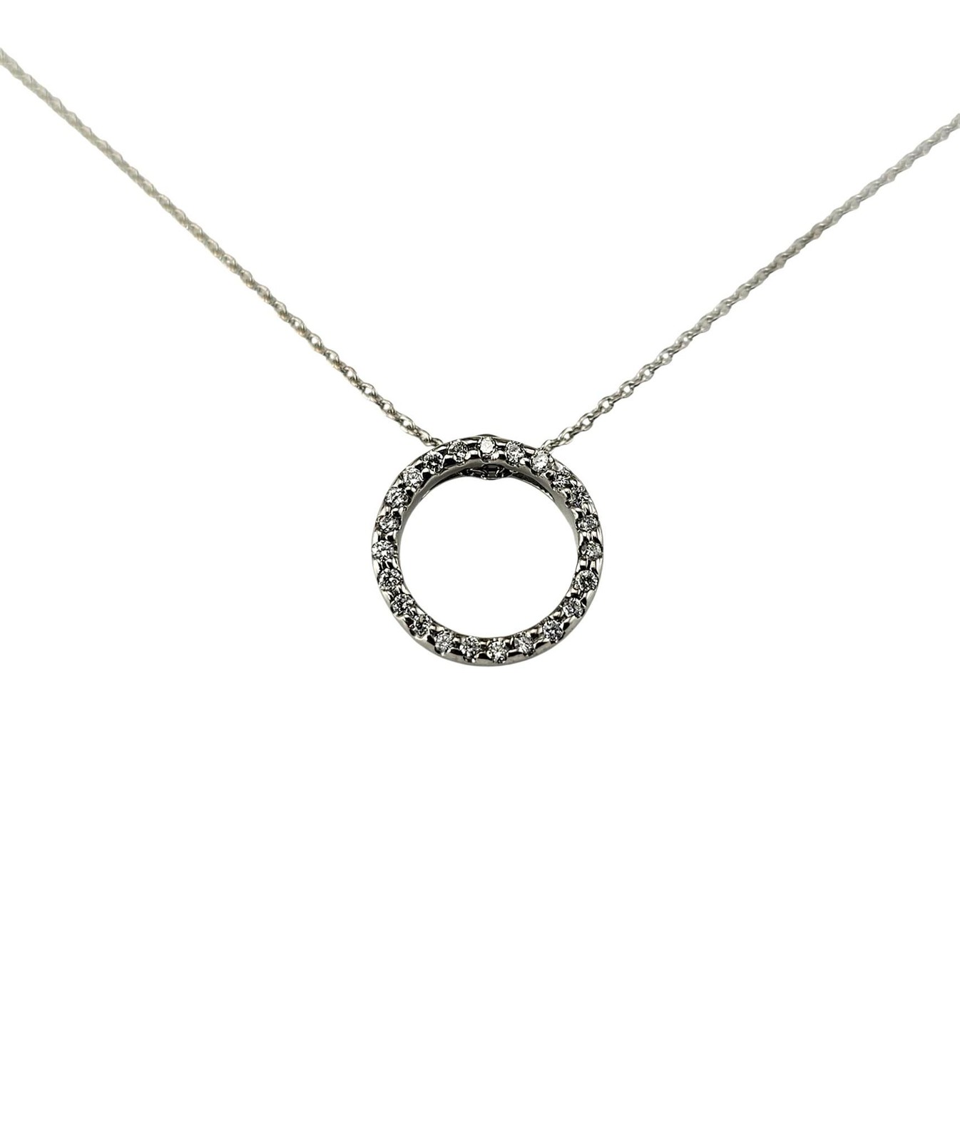 Roberto Coin Tiny Treasures 18K White Gold Diamond Circle Necklace #25334