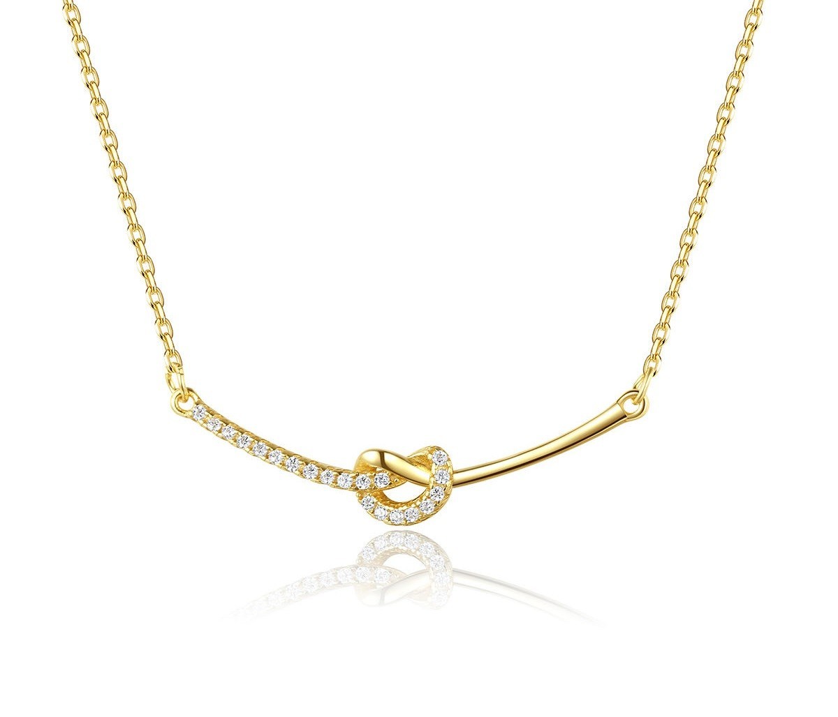 925 Sterling Silver Gold Plated Infinity Knot CZ Necklace Dainty Love Jewelry