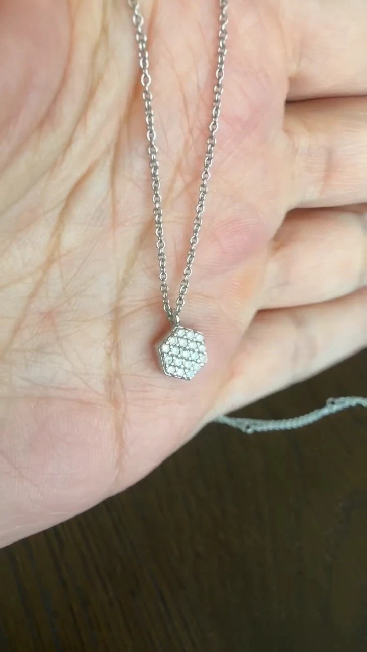 Maison Birks Bee Chic 18K White Gold 0.16ct Diamond Necklace 15-18″ w/ Box