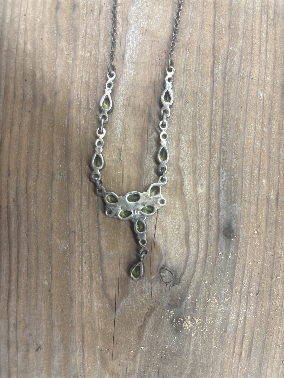 ANDREA JAYE 925 STERLING SILVER DELICATE PERIDOT DANGLING 18” NECKLACE COLLECT.