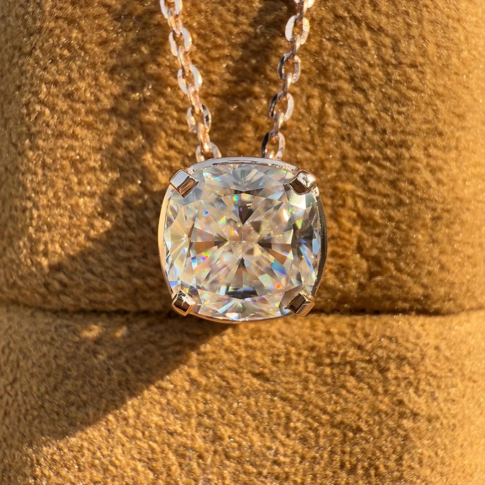 RARE 11.25 Ct White Treated Diamond Cushion Cut Pendant 925 Sterling Silver !