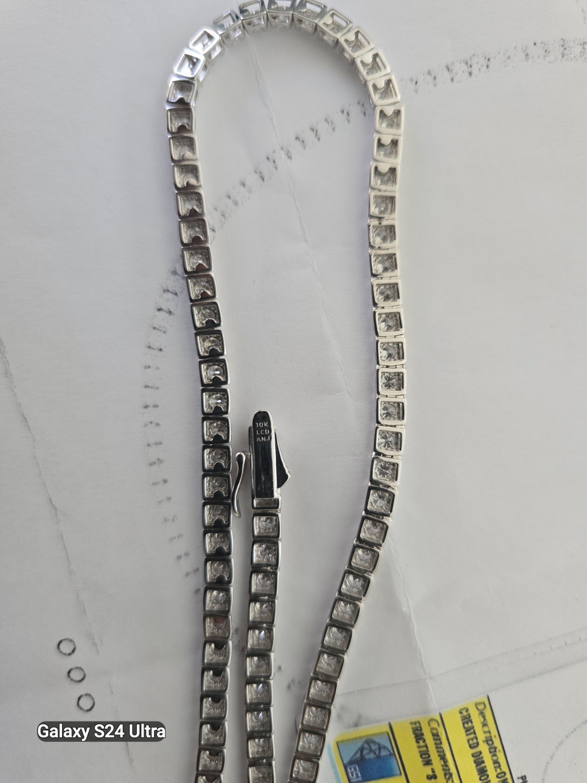10k white diamond tennis necklace 20in