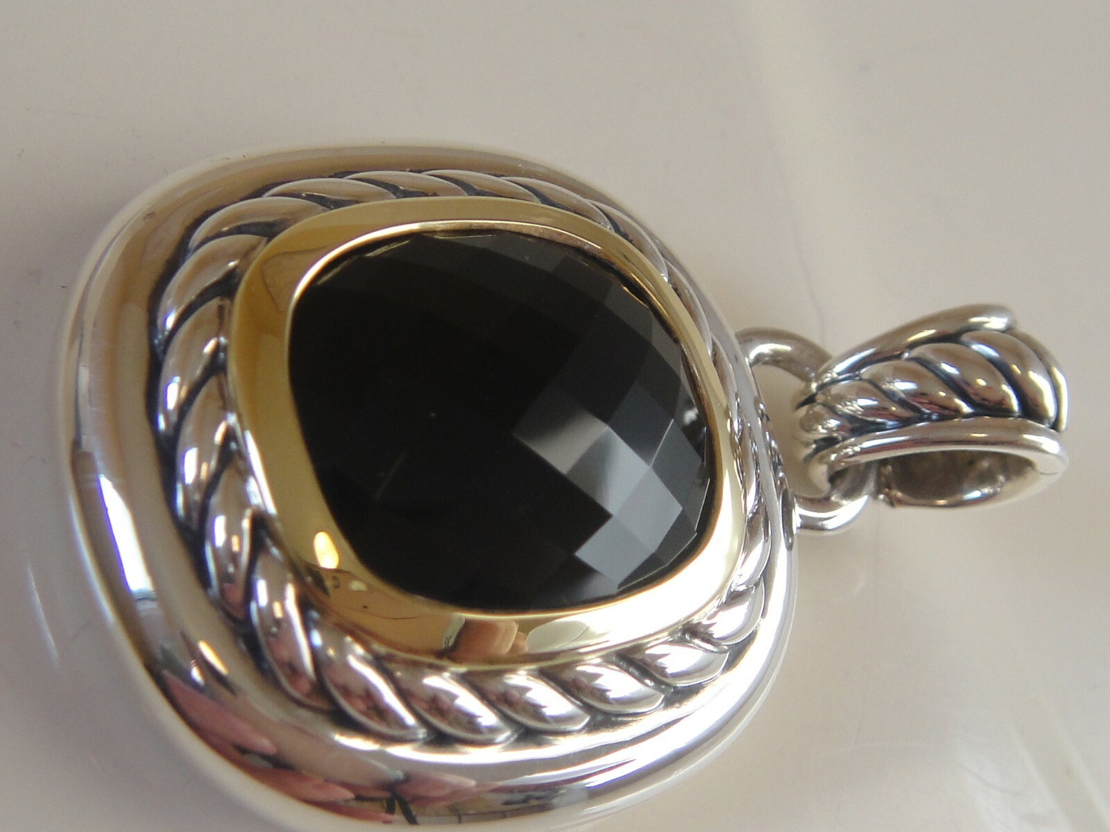 $1750 DAVID YURMAN 18K GOLD, SS EXTRA LARGE NEW ALBION BLACK ONYX ENHANCER