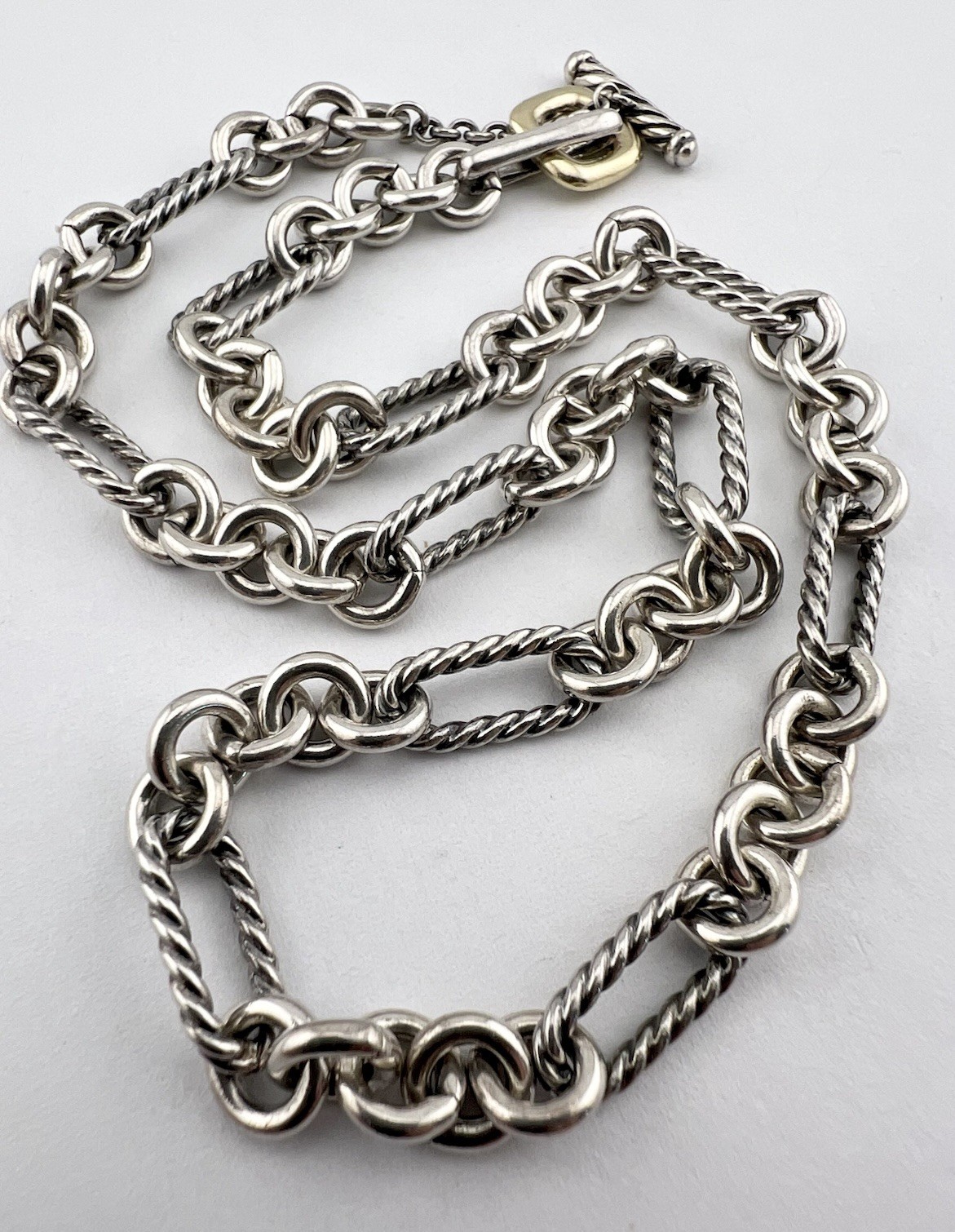 David Yurman Sterling Silver & 18K Yellow Gold Madison Toggle Chain Necklace