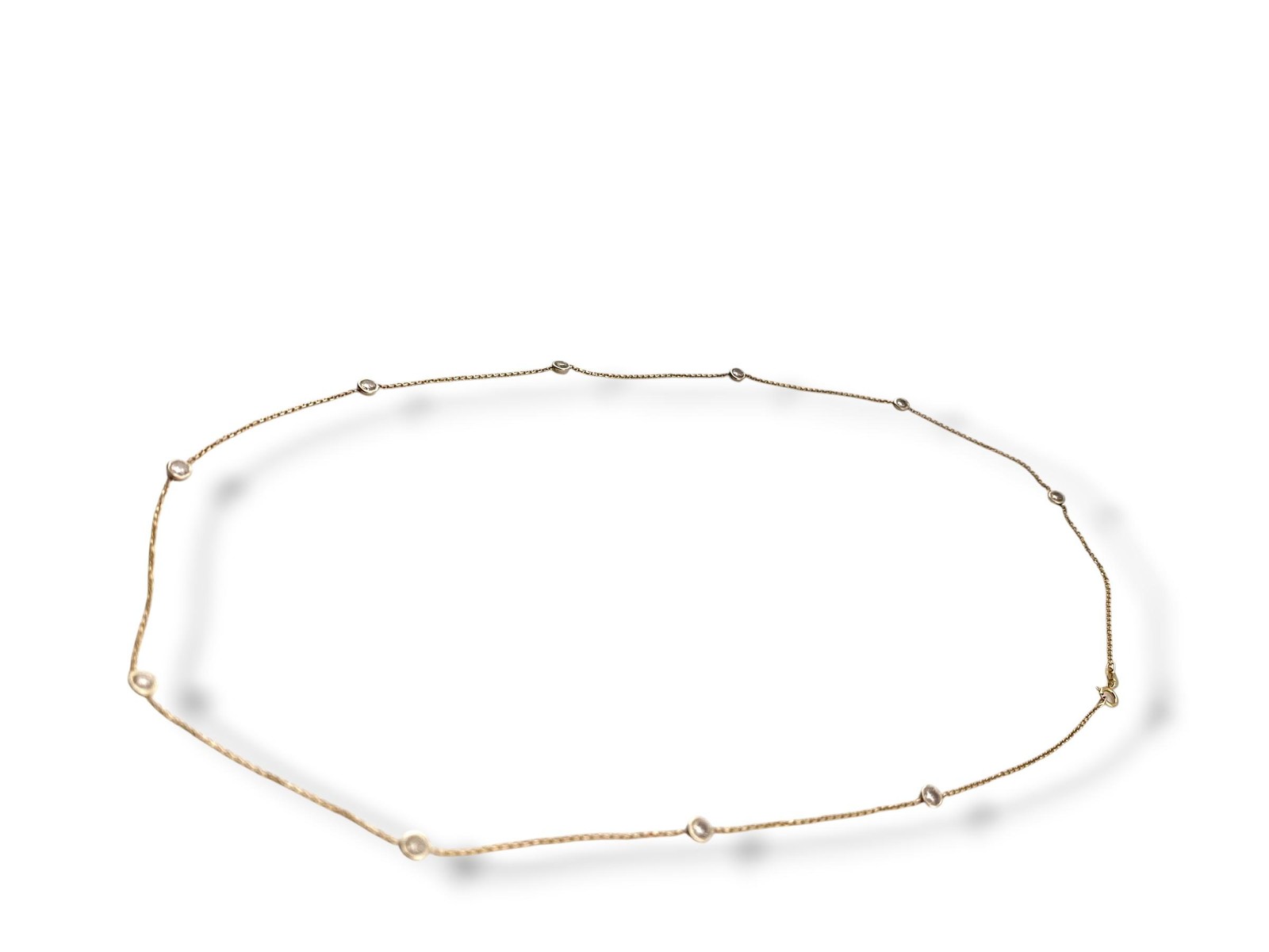 Vintage 14K Yellow Gold 1.00 CTW Natural Diamond By The Yard Station Necklace
