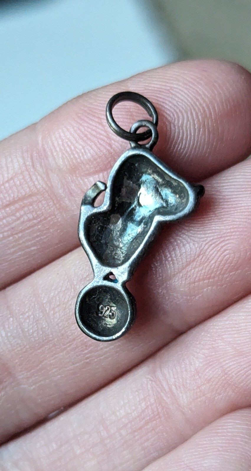 Vtg Sterling Silver 925 Dog Charm Pendant Puppy Circus Ball Green Blue Enamel