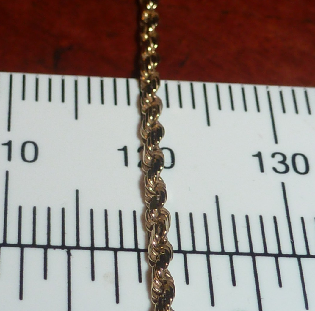 10K SOLID YELLOW GOLD DIAMOND-CUT ROPE TWIST NECKLACE – 21 1/2″ – 5.12 GRAMS