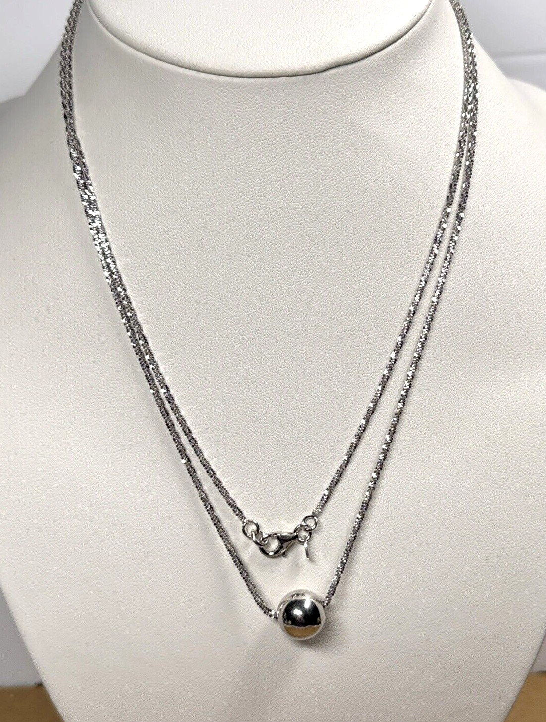Bianca Milano Sterling Silver Necklace 36″ Margherita Chain Polished Bead 9.7g