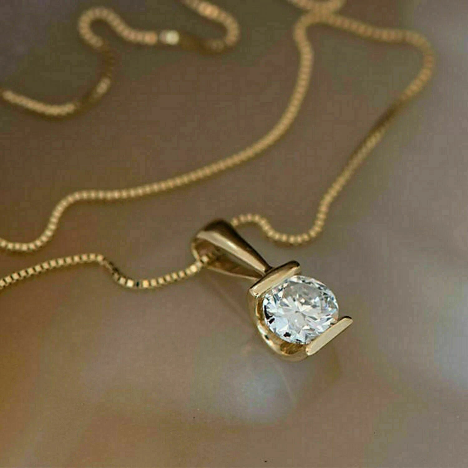 1.50Ct Round Cut Lab Created Diamond Solitaire Pendant 14K Yellow Gold Plated