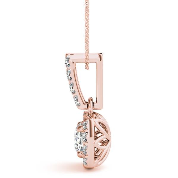 VS F 1.40 Carat Lab Grown Diamond 14K Rose Gold Round Cut Halo Pendant Prong Set