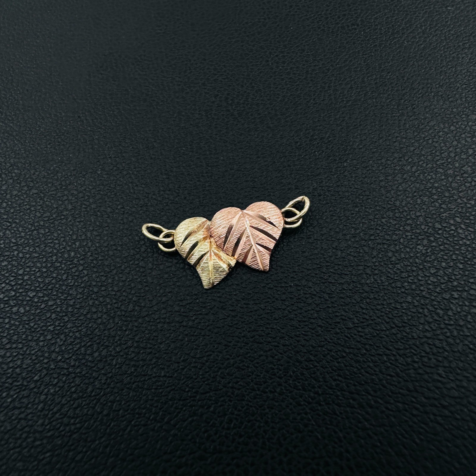 Solid 10K Multi-Tone Gold Black Hills Leaf Slider Pendant / Bracelet Attachment