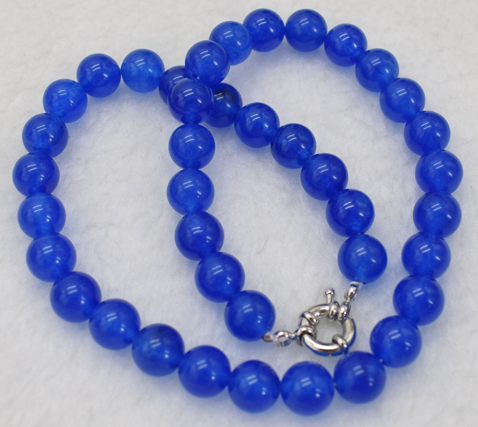 Natural Beautiful 10mm Blue Jade Round Gemstone Beaded Necklace Earrings 16-32in