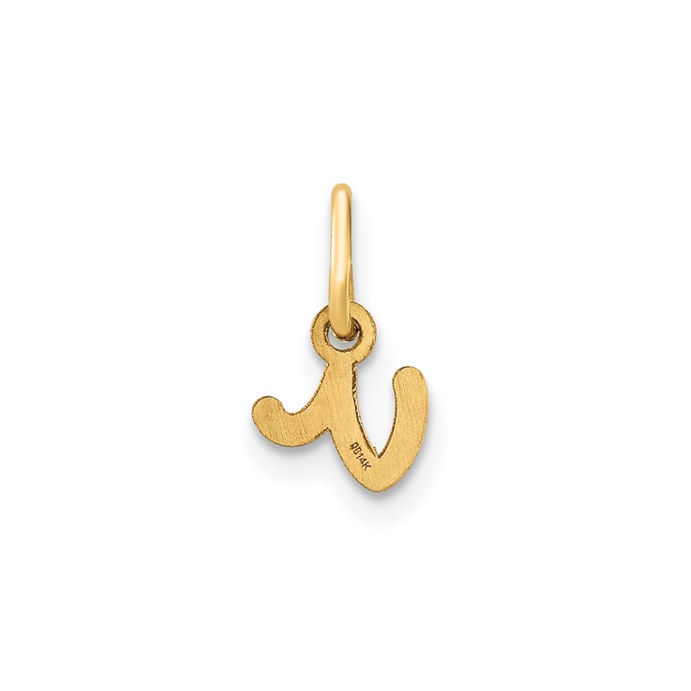 14K Yellow Gold Lower case Letter V Initial Charm 0.17gm