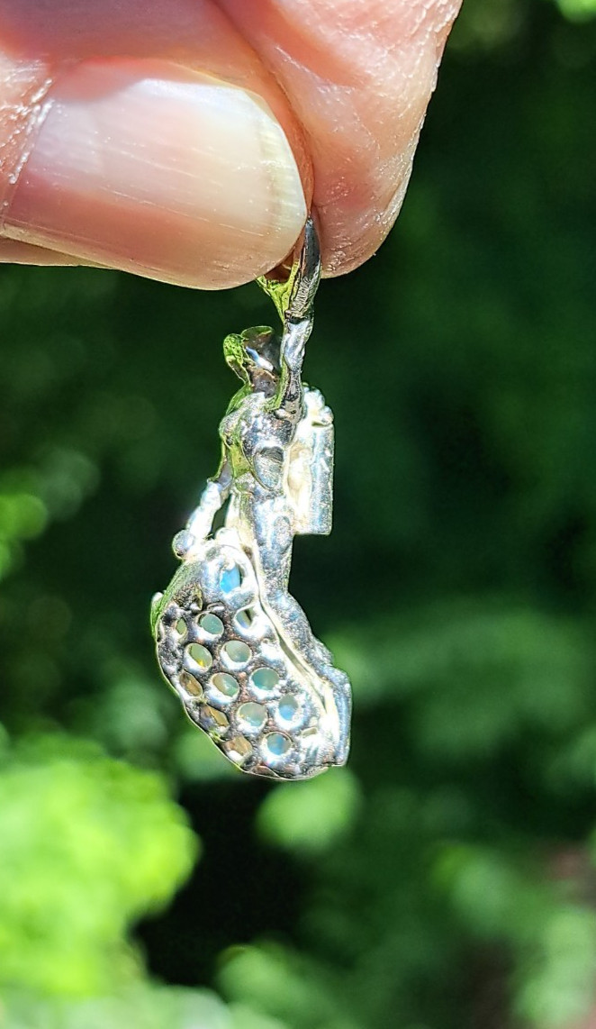 Unique Handmade 26ct Ethiopian Welo Opal Scuba Diver Pendant 925 Sterling Silver