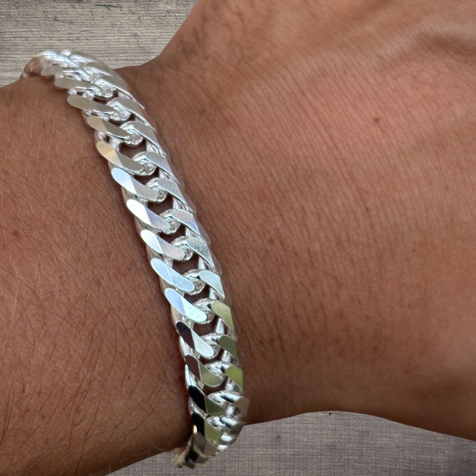 10mm Double Curb Link Bracelet – Real Solid 925 Sterling Silver MADE IN ITALY