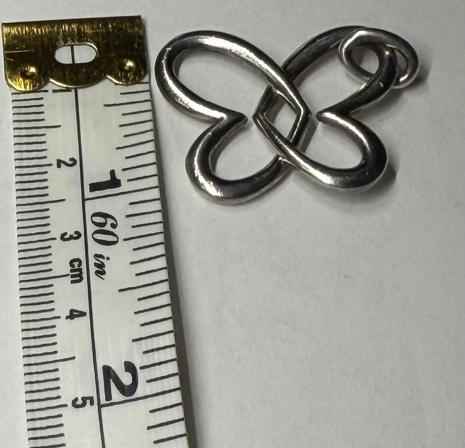 Retired JAMES AVERY Sterling Linked Heart Butterfly Pendant 1-1/8”