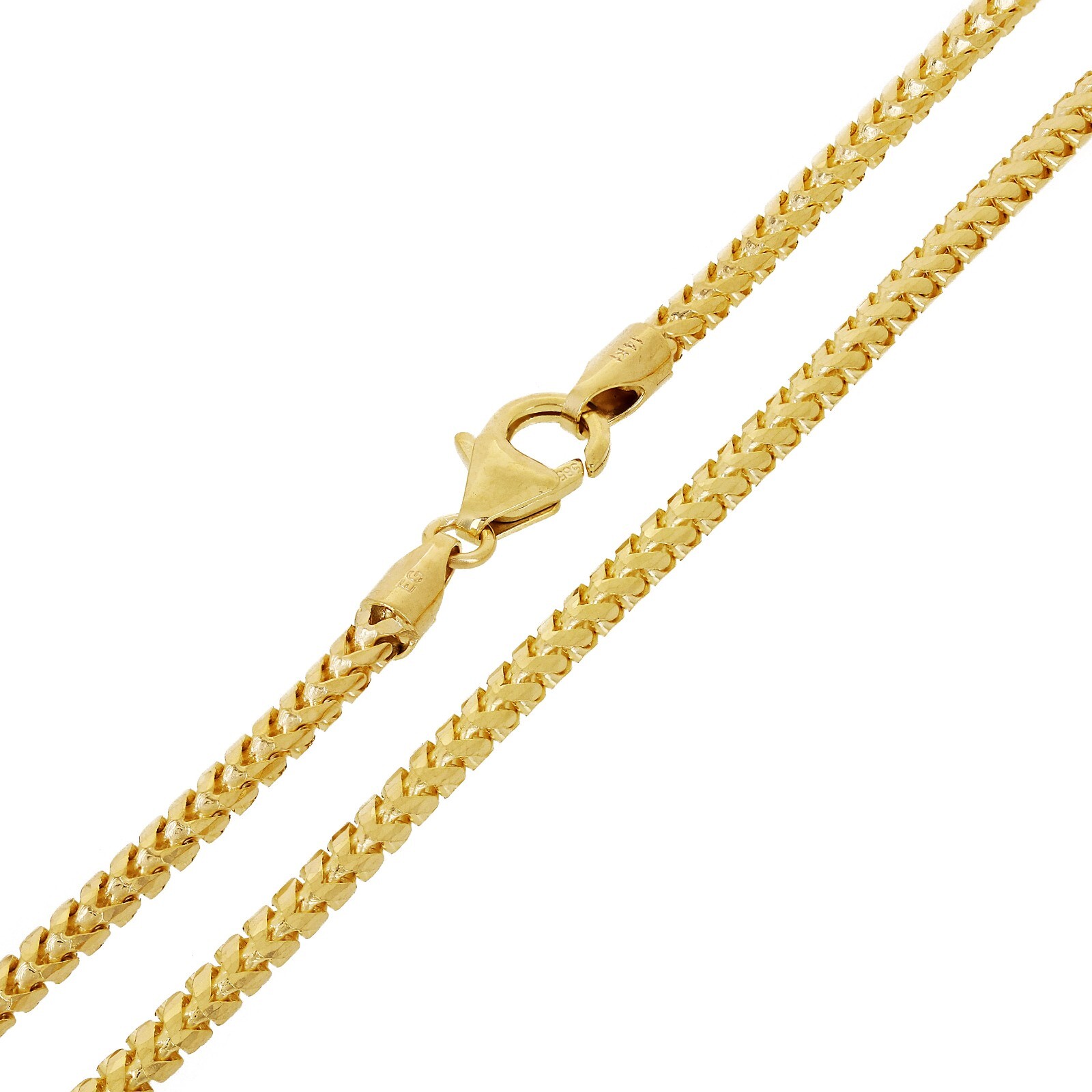 Italian 14k Yellow Gold Solid Diamond Cut Franco Chain Necklace 20″ 2.5mm 19.2g