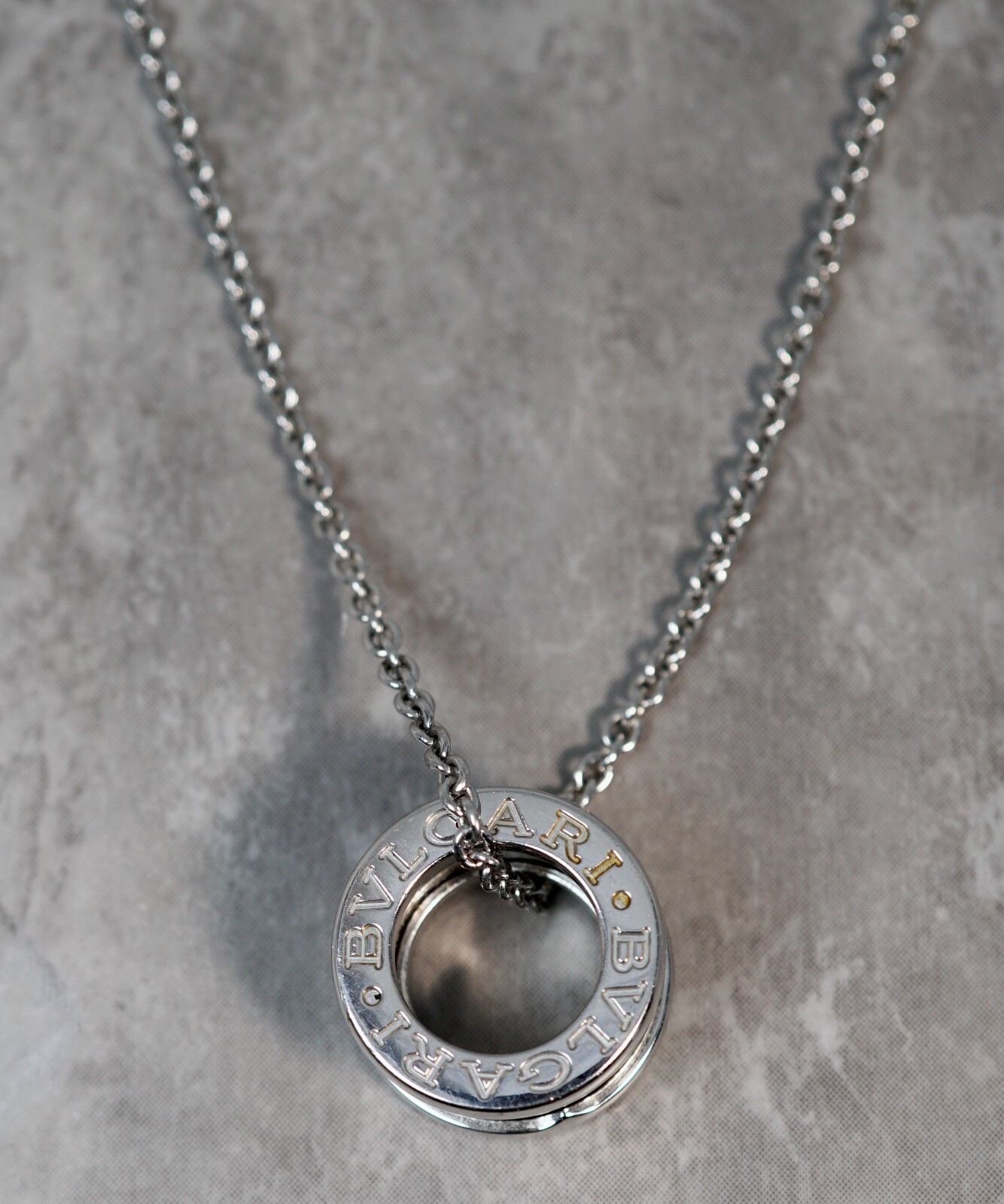 BVLGARI 18K White Gold B.zero1 Small Pendant Necklace