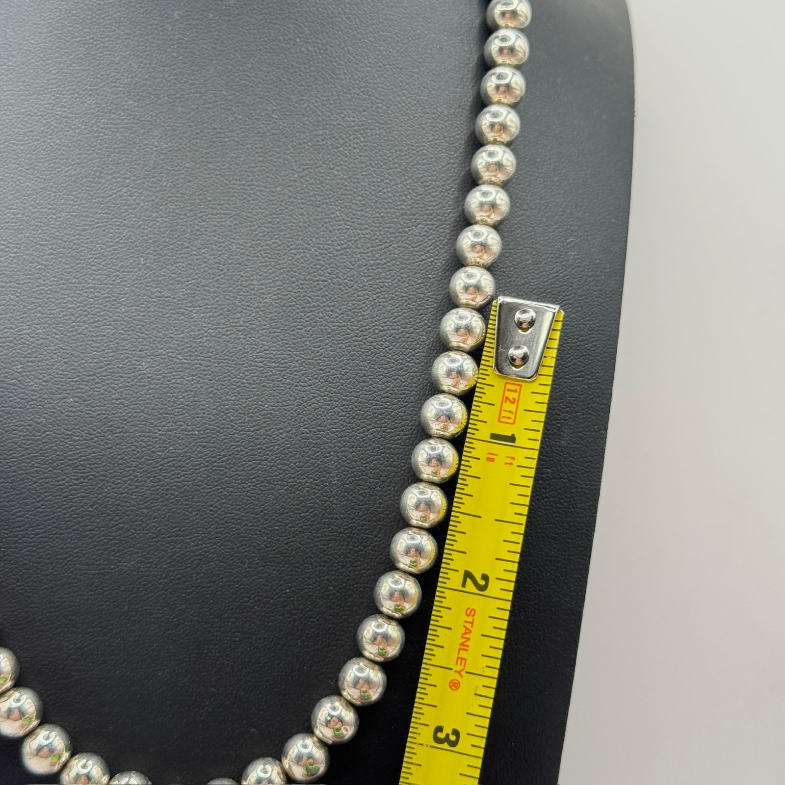 Sterling Silver 925 Round Ball Beaded 20″ Necklace 9mm Marked Heavy 28g Lobster