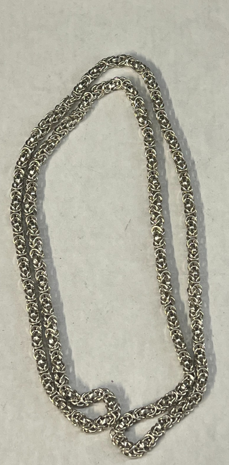 Sterling Silver 925 Long 5mm Byzantine Chain Necklace 30″ Length HEAVY 71.9g