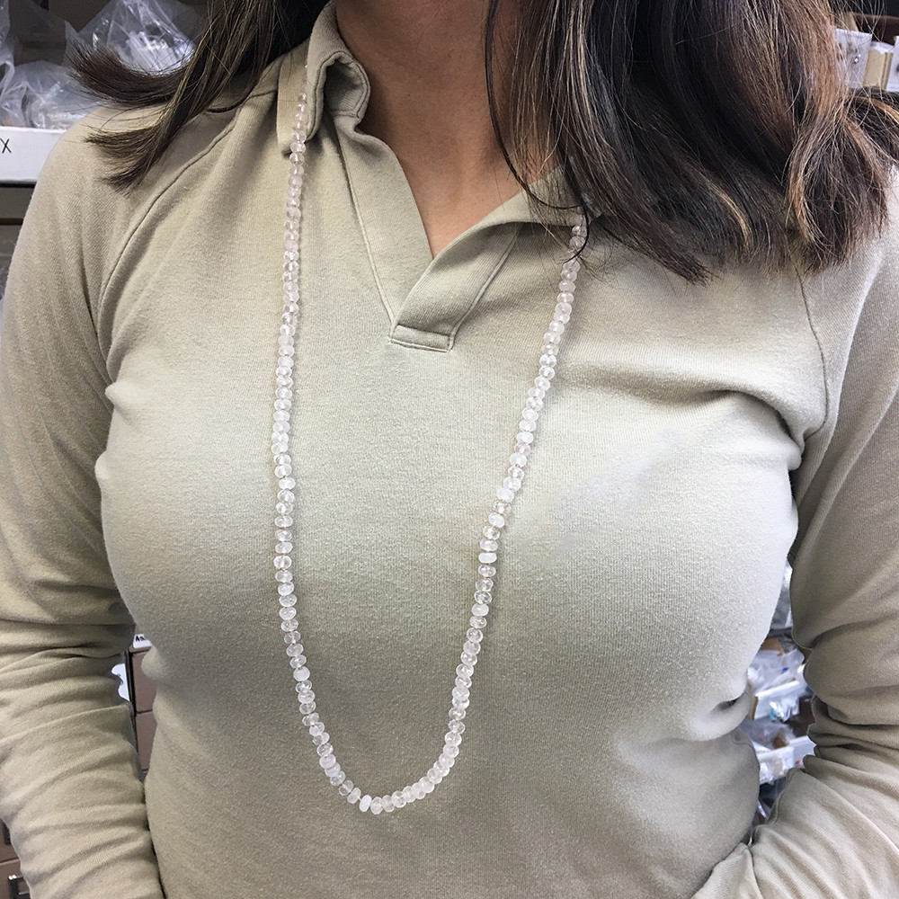 36″ Amazonite Stone Bead Necklace, 6mm Stone Rondelles, Faceted Rondelle Beads