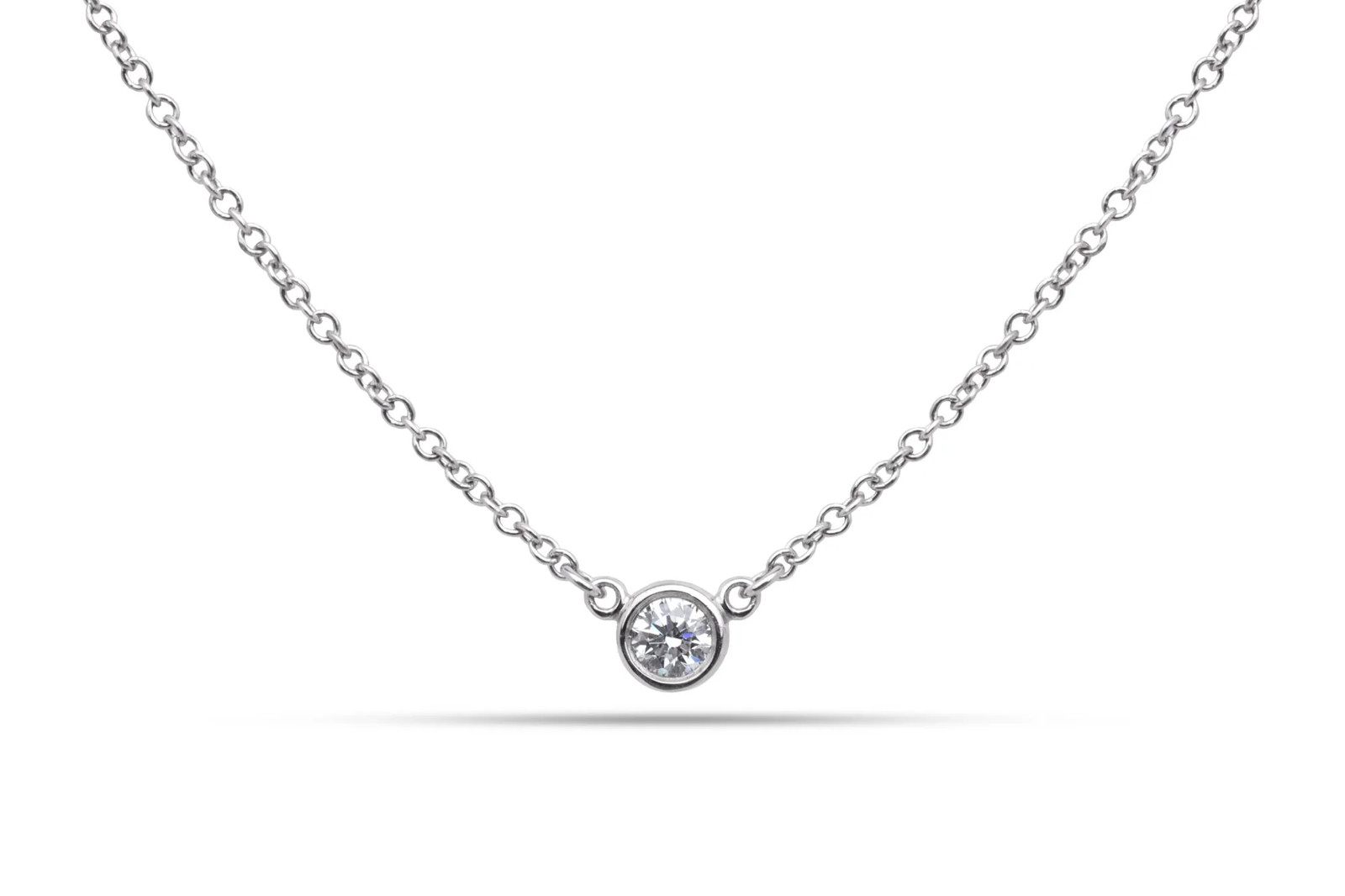16” Tiffany & Co. 950 Platinum Elsa Peretti 0.17ctw Diamond Necklace (2.40g.)
