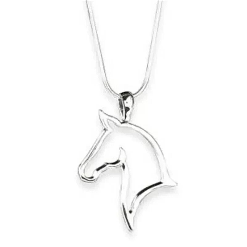 Unique 925 Sterling Silver Horse Necklace Pendant 14K White Gold Plated