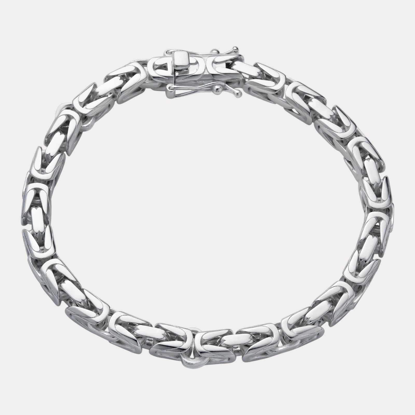 6mm Byzantine W. Box Clasp Bracelet – Solid 925 Sterling Silver MADE IN ITALY