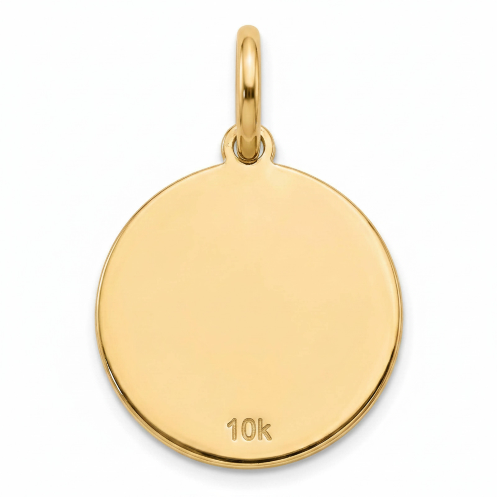 10k Solid Yellow Gold Round Disc Plain Small Delicate Engravable Charm Pendant