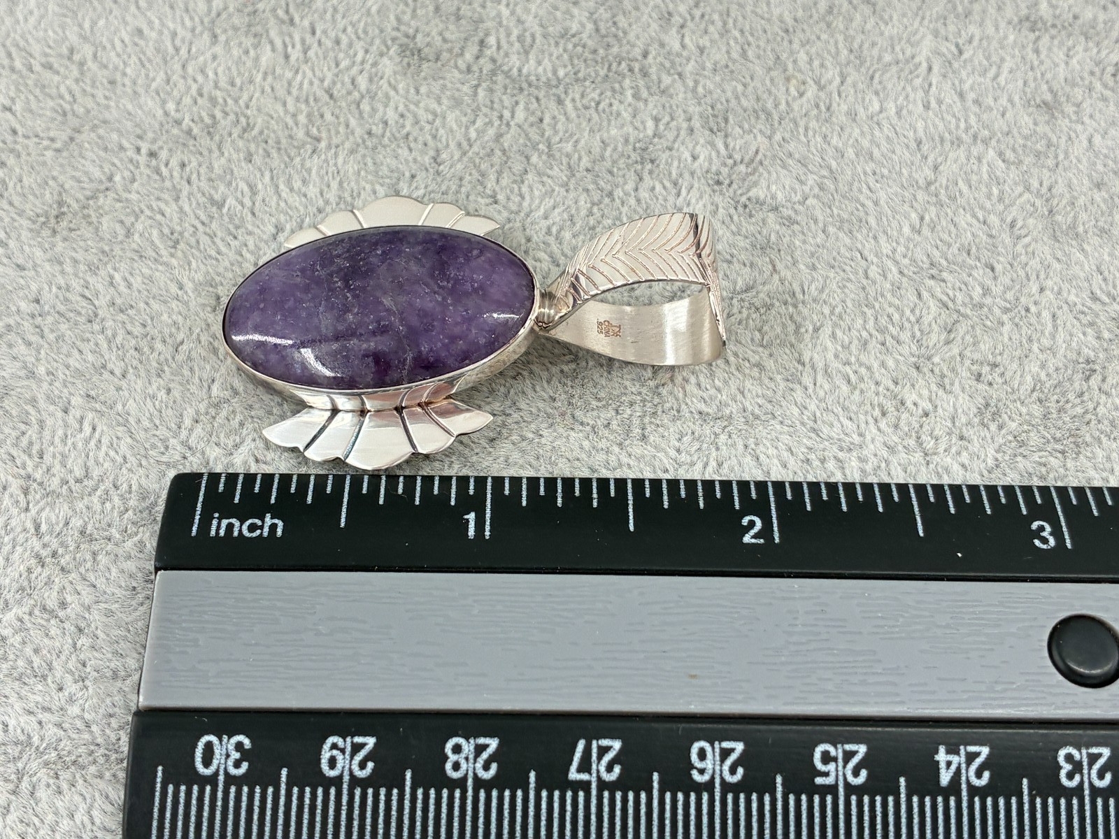 Jay King DTR Purple Lepidolite Freeform Modernist Pendant Sterling 925 Cabochon