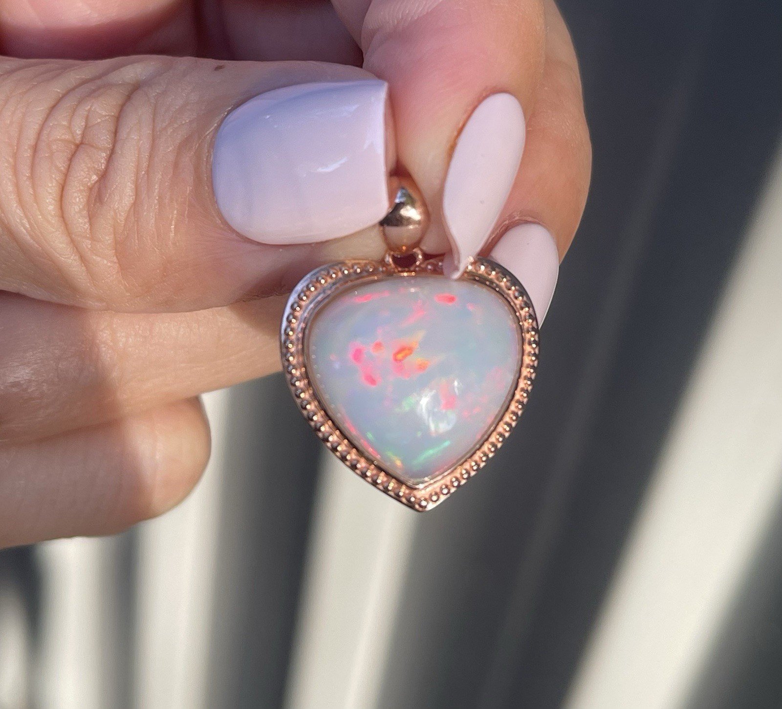 New 7.1ct Natural Solid Opal Love Heart Pendant In 9ct Rose Gold