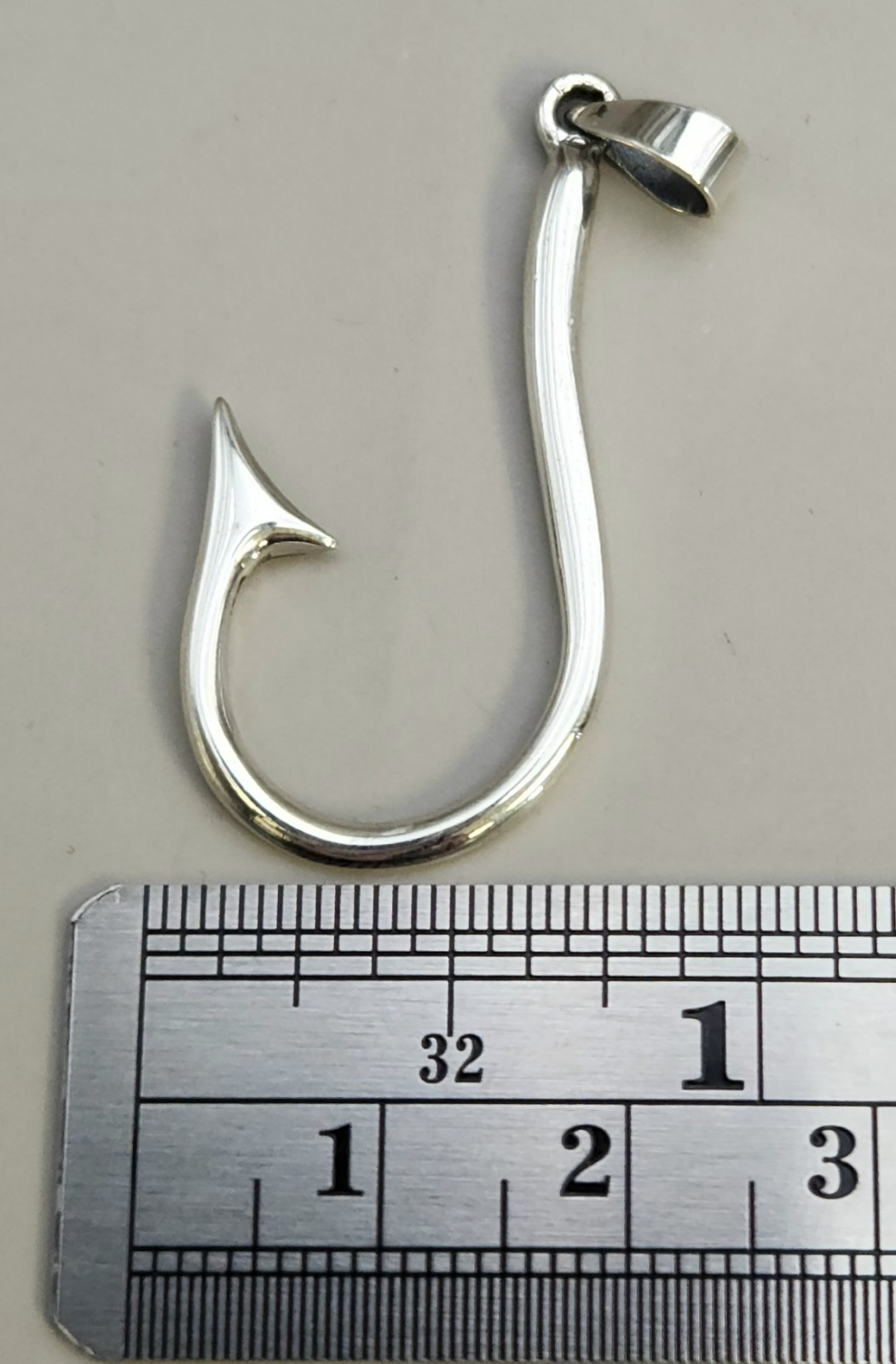 Sterling Silver Fish Hook Pendant Fishing Nautical