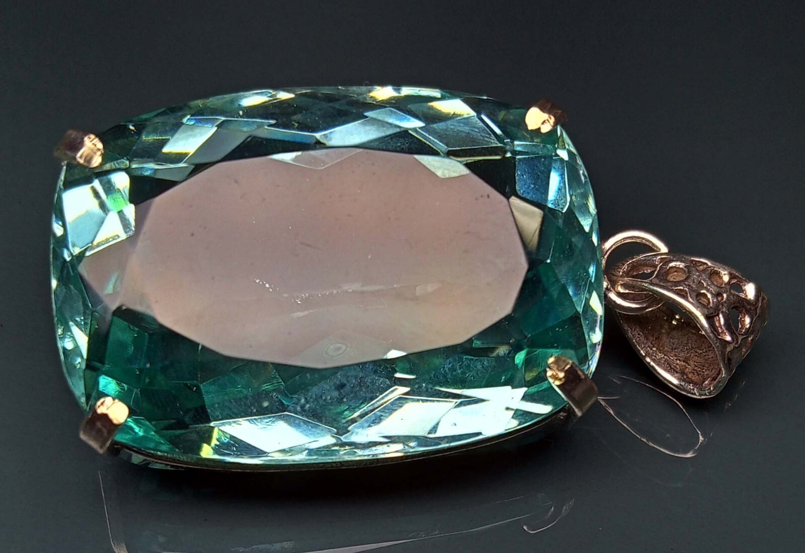 Water Blue Certified Cushion Cut Pendant Topaz 110.00 Ct Natural Gemstone PD016