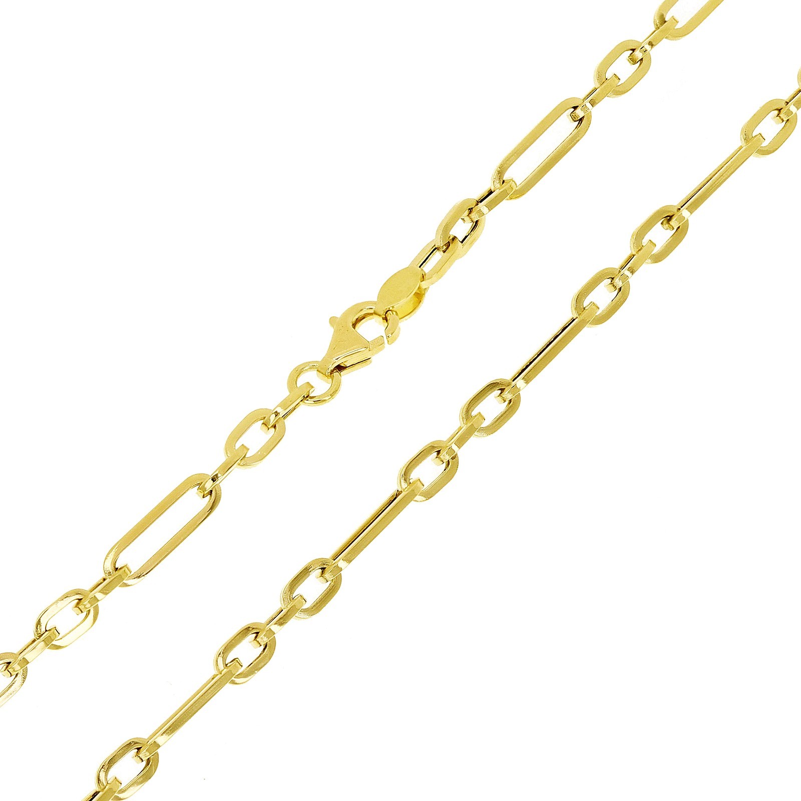 Italian 14k Yellow Gold Hollow Paper Clip Chain Necklace 18″ 3.3mm 3.4 grams
