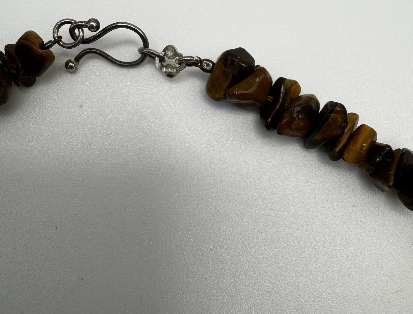 Marsala Manufacturing Tiger’s Eye Beaded Sterling Silver 925 Hope Necklace 16″