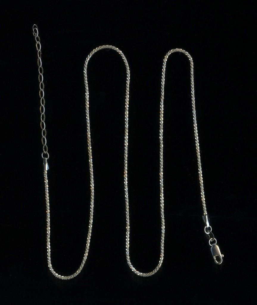 10K 2.36 Gram Solid White Gold 19″ Popcorn Pendant Necklace Lobster Chain (OK