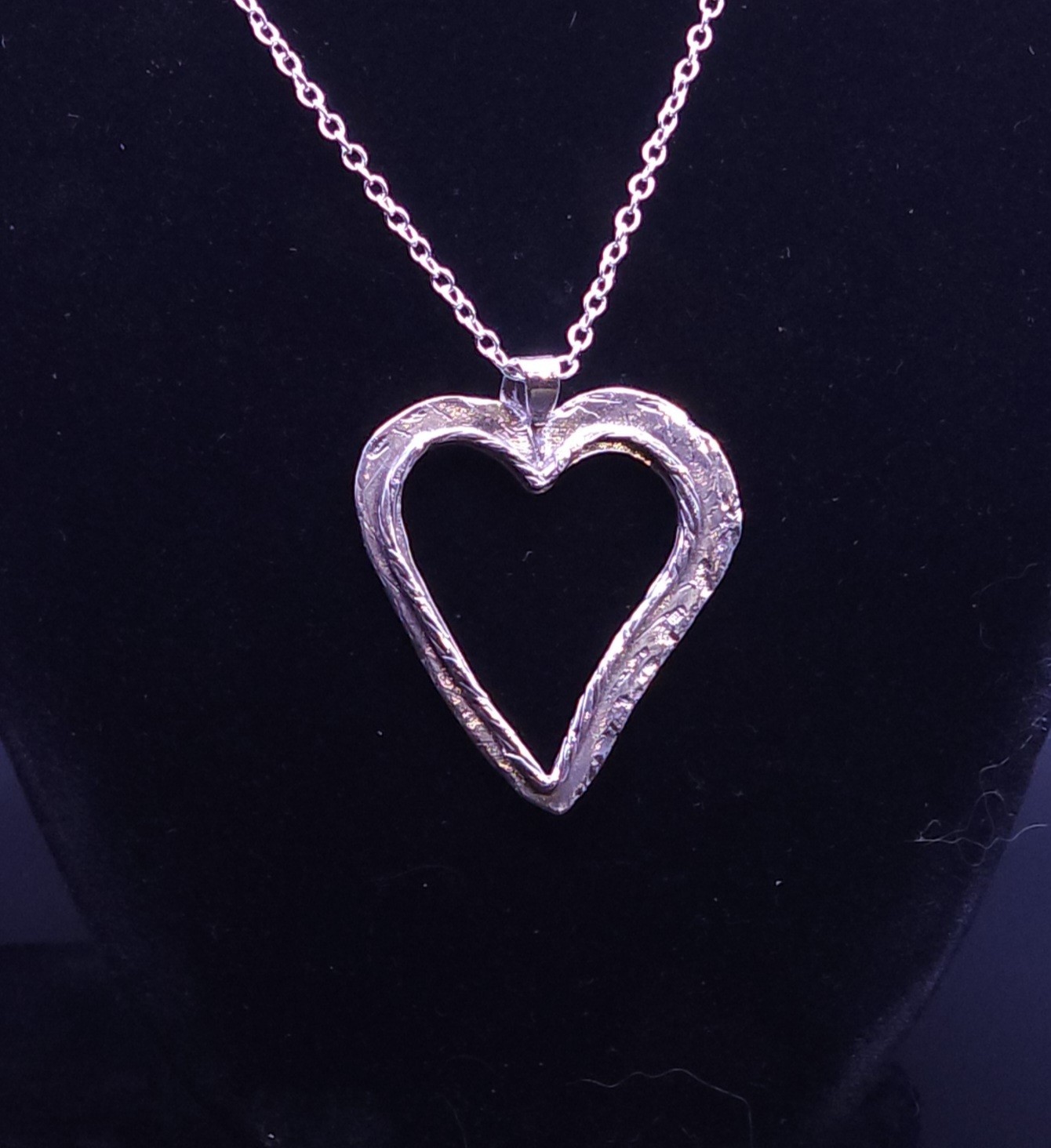 Handmade Sterling Silver Heart By LJD Open Heart Design With 18″ Rolo Chain