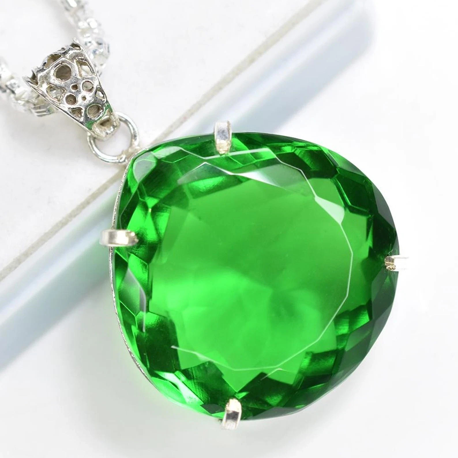 Certified Natural 97.3 Ct Brazilian Pear Cut Green Topaz Pendant Loose Gemstone