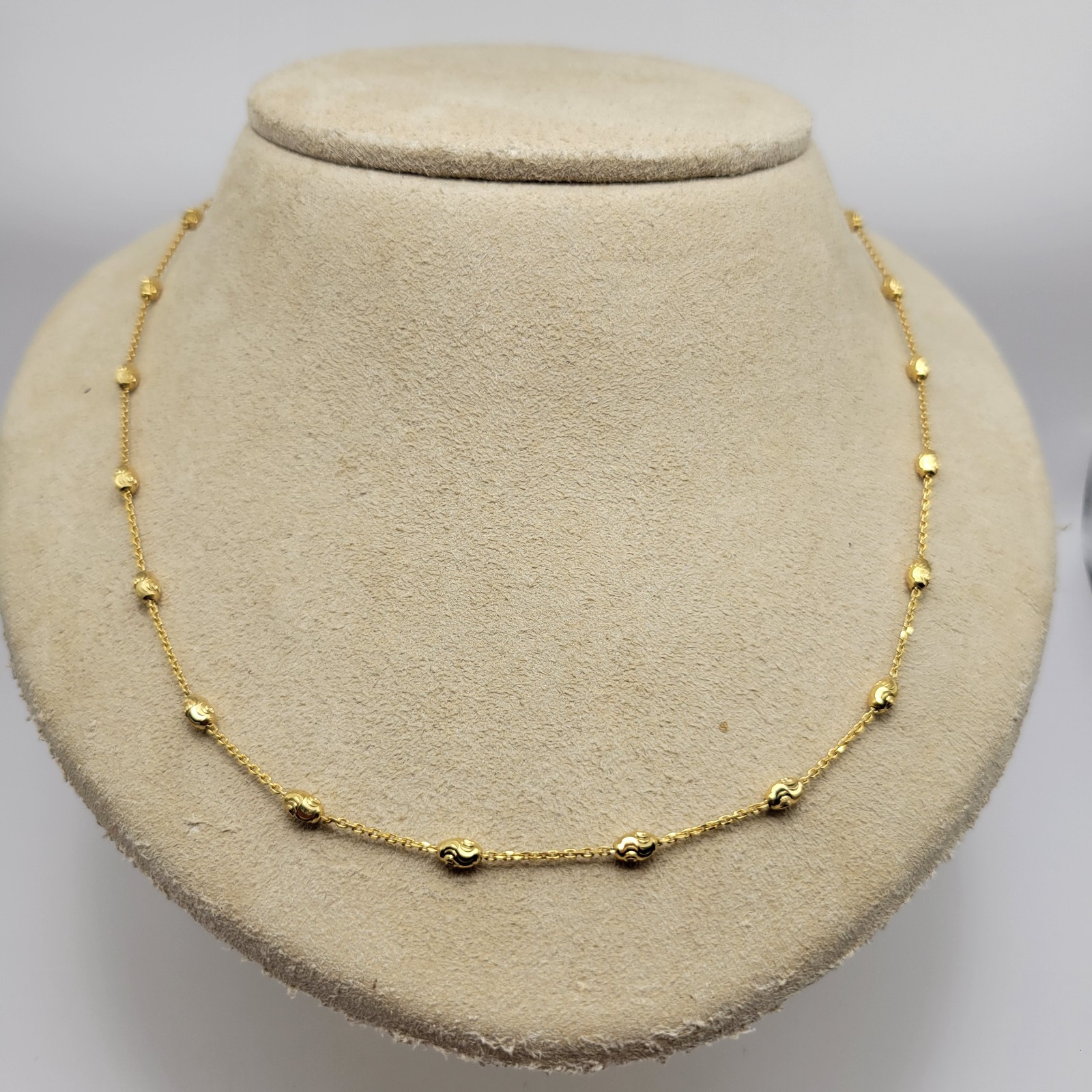 ShopLC Italian 14K Gold Over Sterling Silver Moon Cut Oval Bead Station Necklace